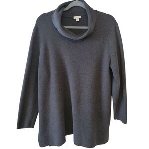 J. Jill Gray Cowl Neck Knit Tunic Sweater Size XL